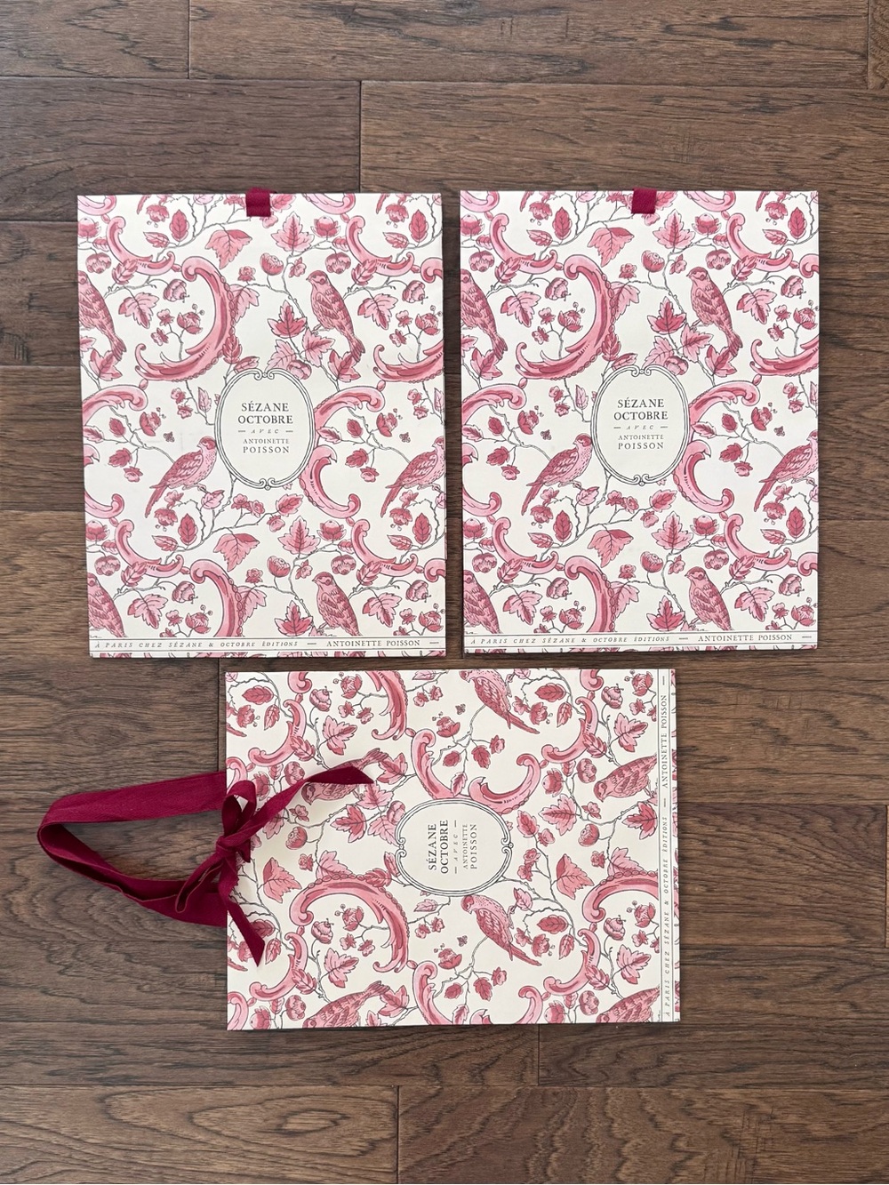 Brand New Sezane x Antoinette Poisson Gift Bags with Cotton Ribbon Set of Three
